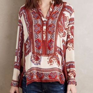 Anthropologie TINY Nahara Paisley Rust Red Blouse